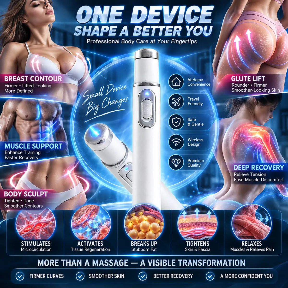 🔥ULTRASONIC SHOCK WAVE BODY THERAPY MASSAGER——Enhances bust and lifts buttocks. Fuel Muscle Growth.Boost Circulation. Relieve Pain.