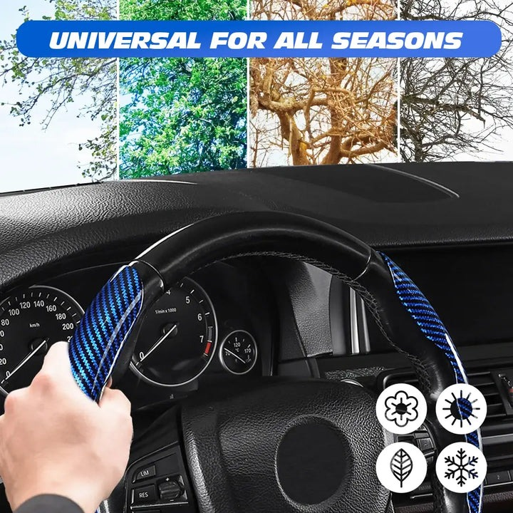 Carbon Fiber Silicone Anti-Slip Car Steering Wheel Cover Universal Fit