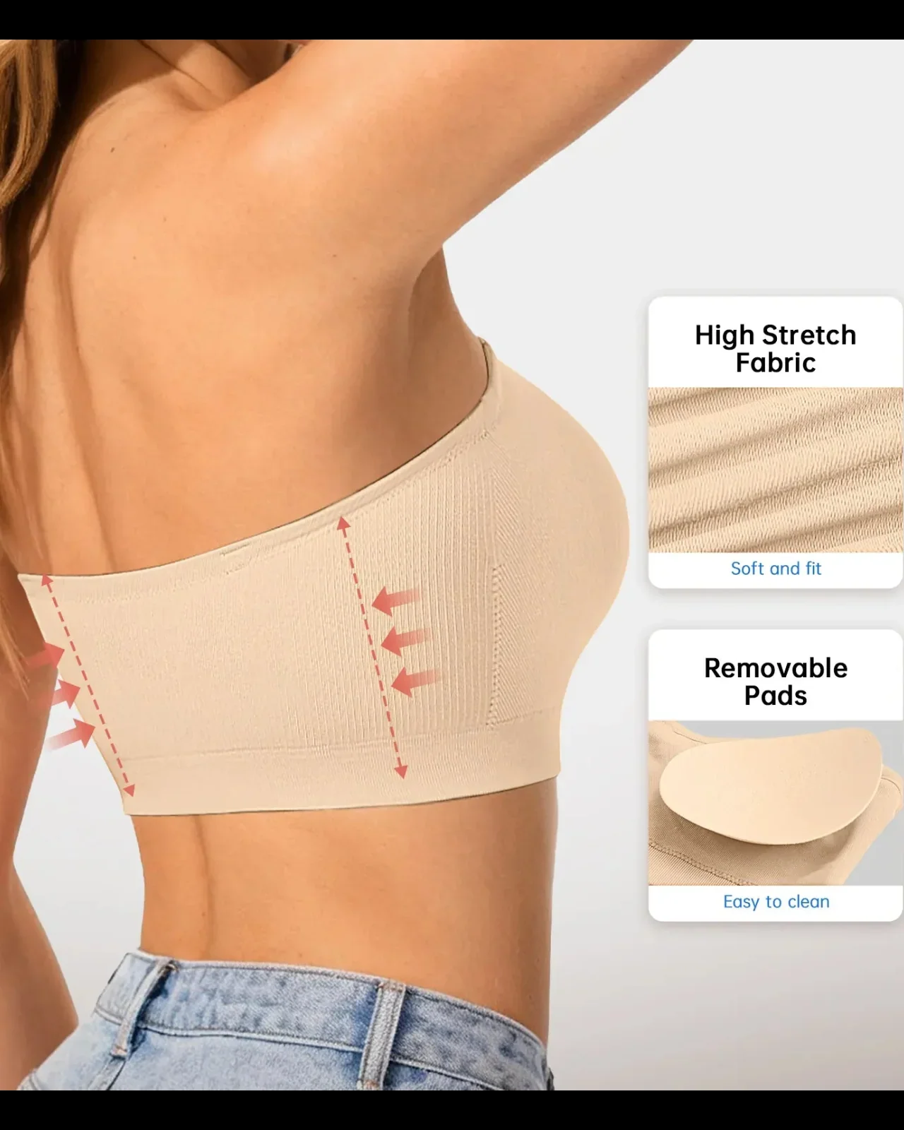 👙Buy more save moreWomen’s💖 Wireless Bandeau Bra with Removable Straps