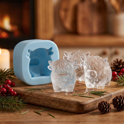 🔥LAST DAY SALE$ 9.99!!⚡50K+ SOLD!🐮 Mini Highland Cow Ice Cube Mold – Cute 3D Ice for Drinks, Parties & Gifts