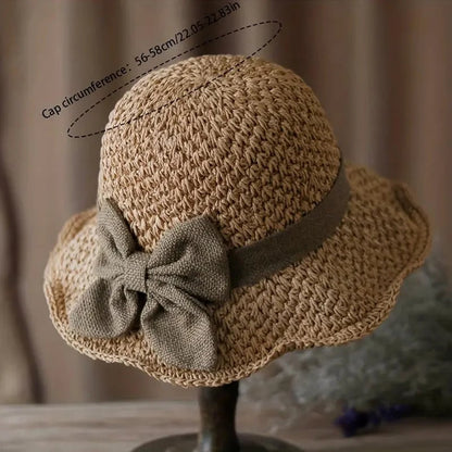 🌞Elegant Woven Straw Sun Hat with Bow