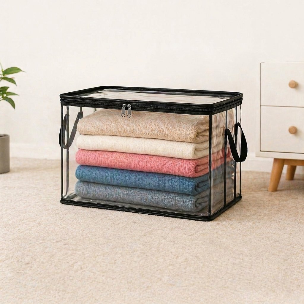 Large Heavy-Duty Thick Plastic Clear Storage Bag for Clothes, Moving & Storage