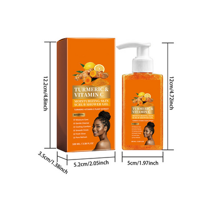 🍯 Detox & Glow! Turmeric Vitamin C Scrub Body Wash with Natural Exfoliants 🌟