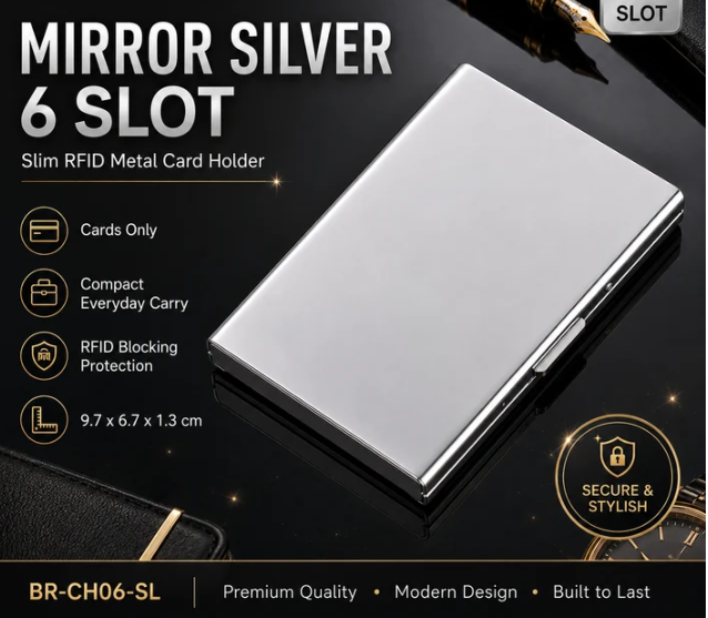 RFID Blocking Stainless Steel Card Holder, Slim Portable Anti‑Theft Metal Credit Card Case
