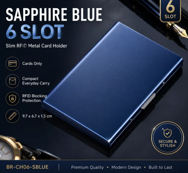 RFID Blocking Stainless Steel Card Holder, Slim Portable Anti‑Theft Metal Credit Card Case