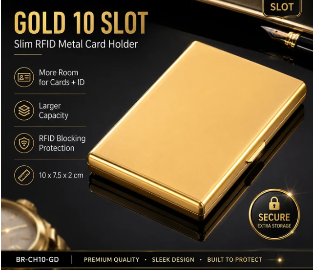 RFID Blocking Stainless Steel Card Holder, Slim Portable Anti‑Theft Metal Credit Card Case