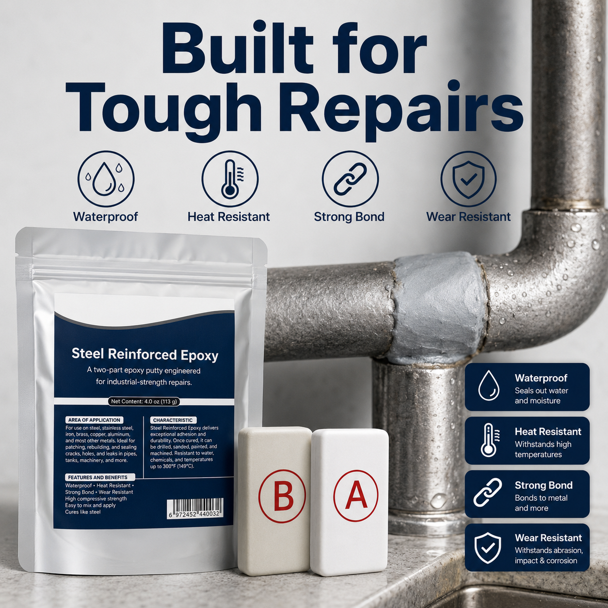 💥SAVE 50% NOW🏠Tiworld® Steel Reinforced Epoxy Repair Putty — Universal Glue for Metal, Wood, Plastic