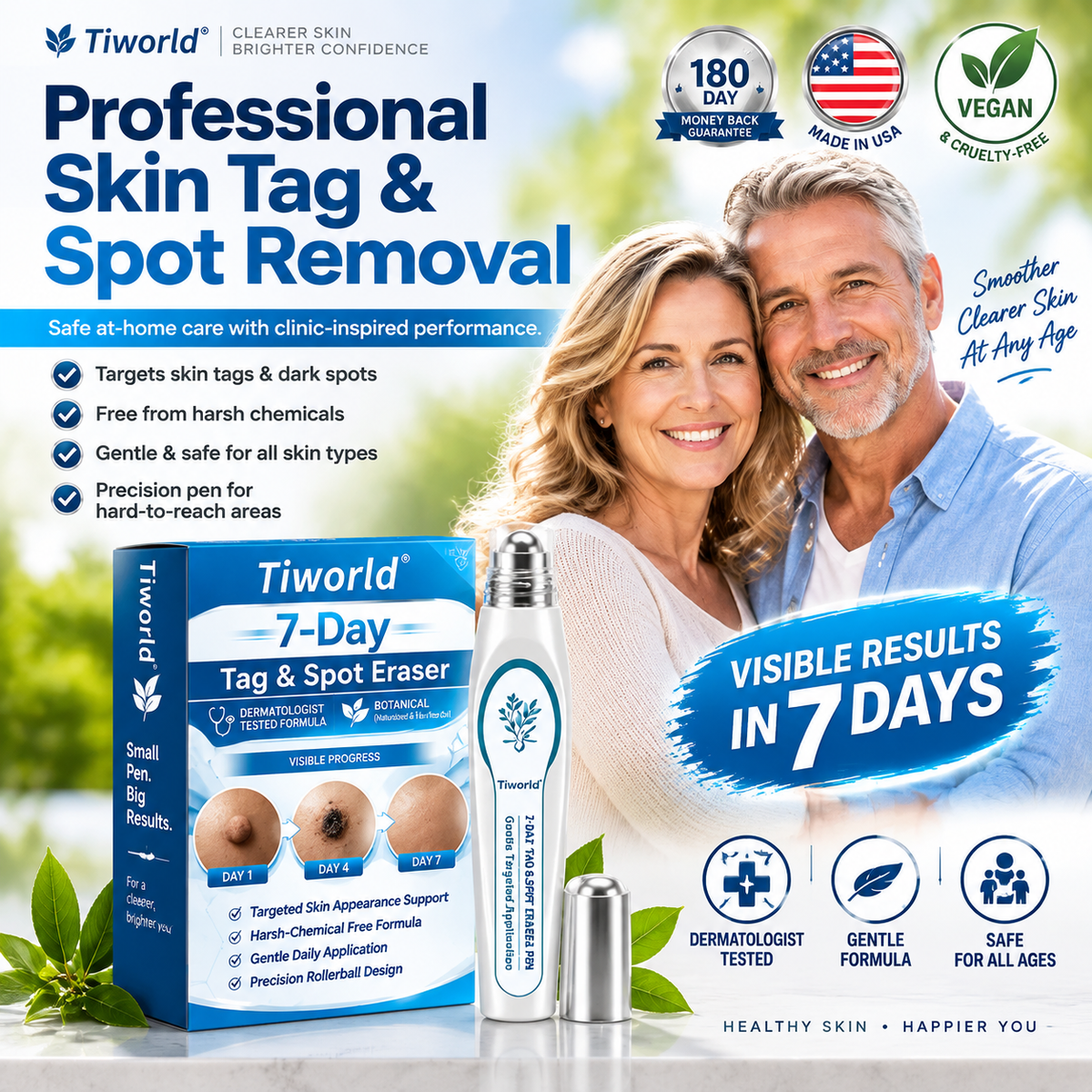 FDA Registered Facility |  7-Day Skin Tag & Spot Eraser Painless & Scar-Free Advanced Imperfection Removal Rollerball Pen