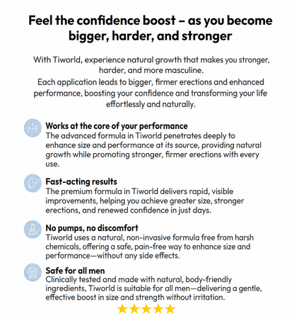 Tiworld® Cream for Men | Increase your penis size by up to 4.5 cm in just 7 days!