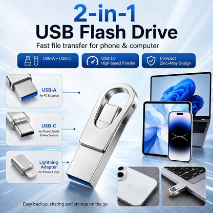 ⚡ 2026 2-in-1 USB C Pendrive – High-Speed Memory for Students & Office