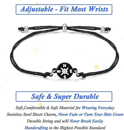 🔥Graduation Compass Bracelet for Class of 2026🔥 – Inspirational Gift for Her Him, High School College 8th Grade Graduate, Stainless Steel with Heartfelt Card & Graduation Cap Box