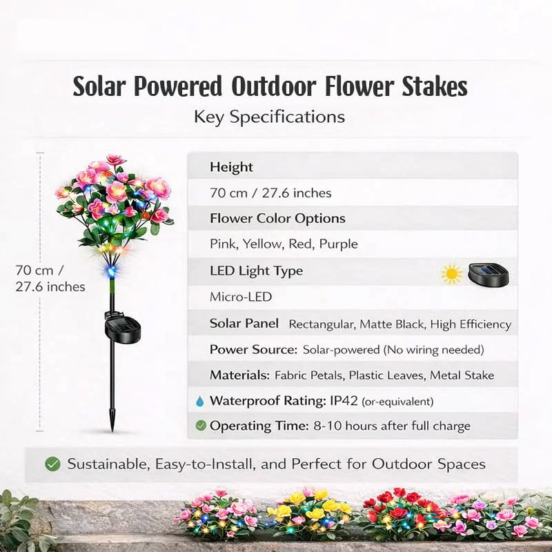 🌸✨  Memorial Garden Bloom Lights – Featuring Ultra-Realistic Artificial Petals, Solar-Powered & Weatherproof🏡🌪️