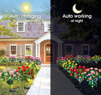 🌸✨  Memorial Garden Bloom Lights – Featuring Ultra-Realistic Artificial Petals, Solar-Powered & Weatherproof🏡🌪️