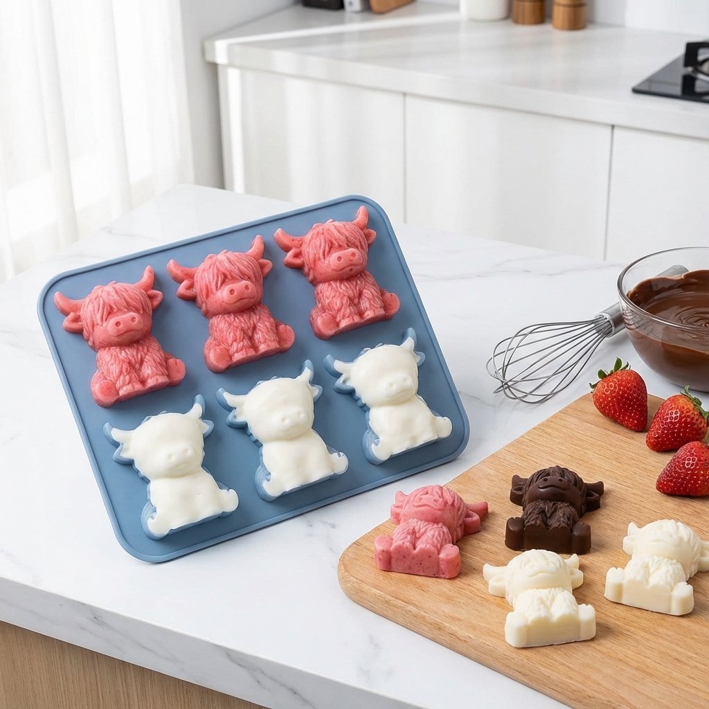 🔥LAST DAY SALE$ 9.99!!⚡50K+ SOLD!🐮 Mini Highland Cow Ice Cube Mold – Cute 3D Ice for Drinks, Parties & Gifts