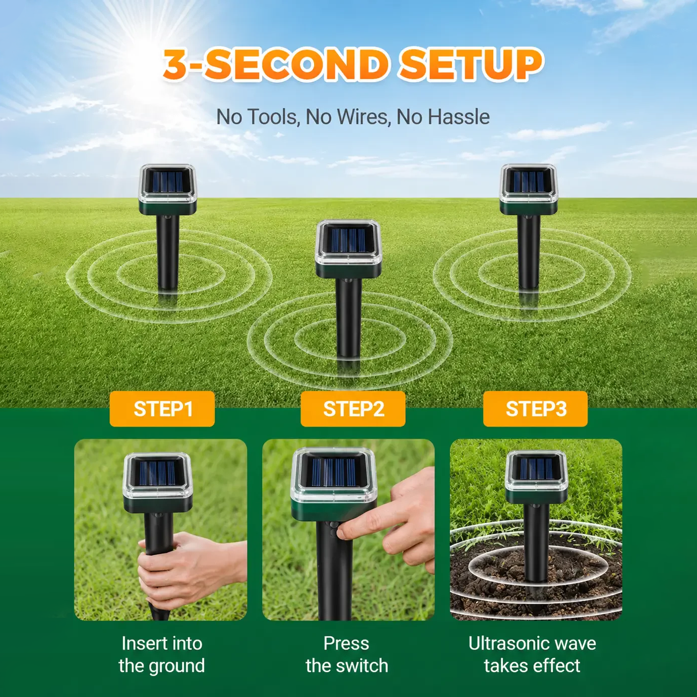🌸Spring Sale 50% OFF☘️Solar Powered Waterproof Screw Mole Repellent