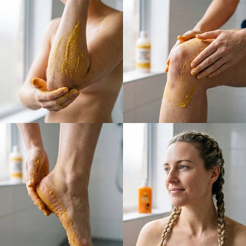 🍯 Detox & Glow! Turmeric Vitamin C Scrub Body Wash with Natural Exfoliants 🌟